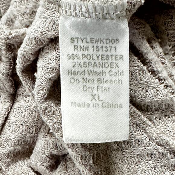 Lara Fashion Waffle Knit Top Women XL Light Pink Button Up V Neck Long Sleeve - Picture 4 of 7